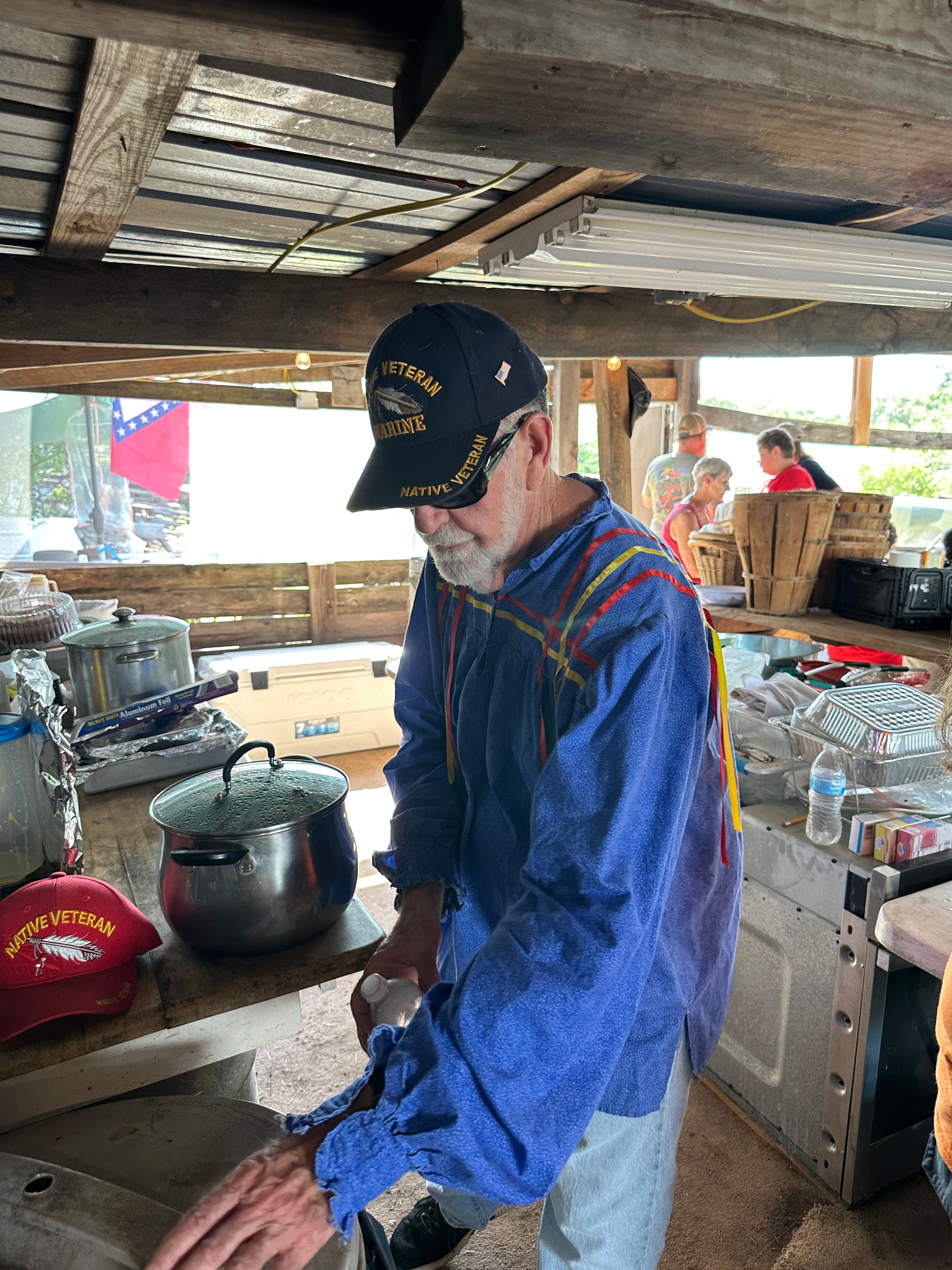 Native Veteran tribal member cooking at Green Tree Ceremony July 11, 2026