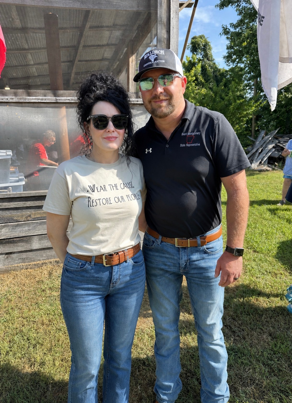 Gayla Rachell Milam with Arkansas State Representative Brent Montgomery at Green Tree Ceremony July 11, 2026