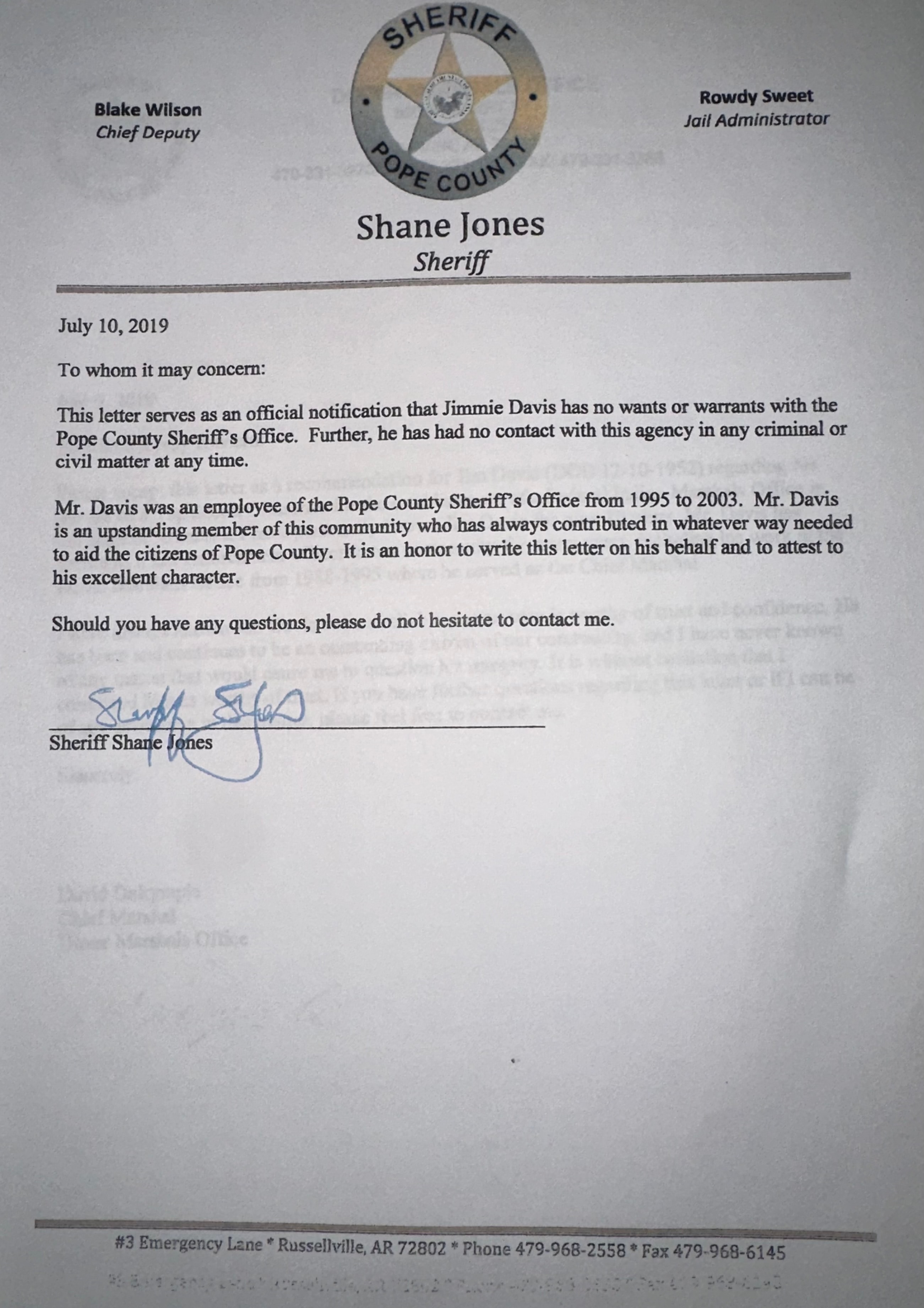 Sheriff Shane Jones