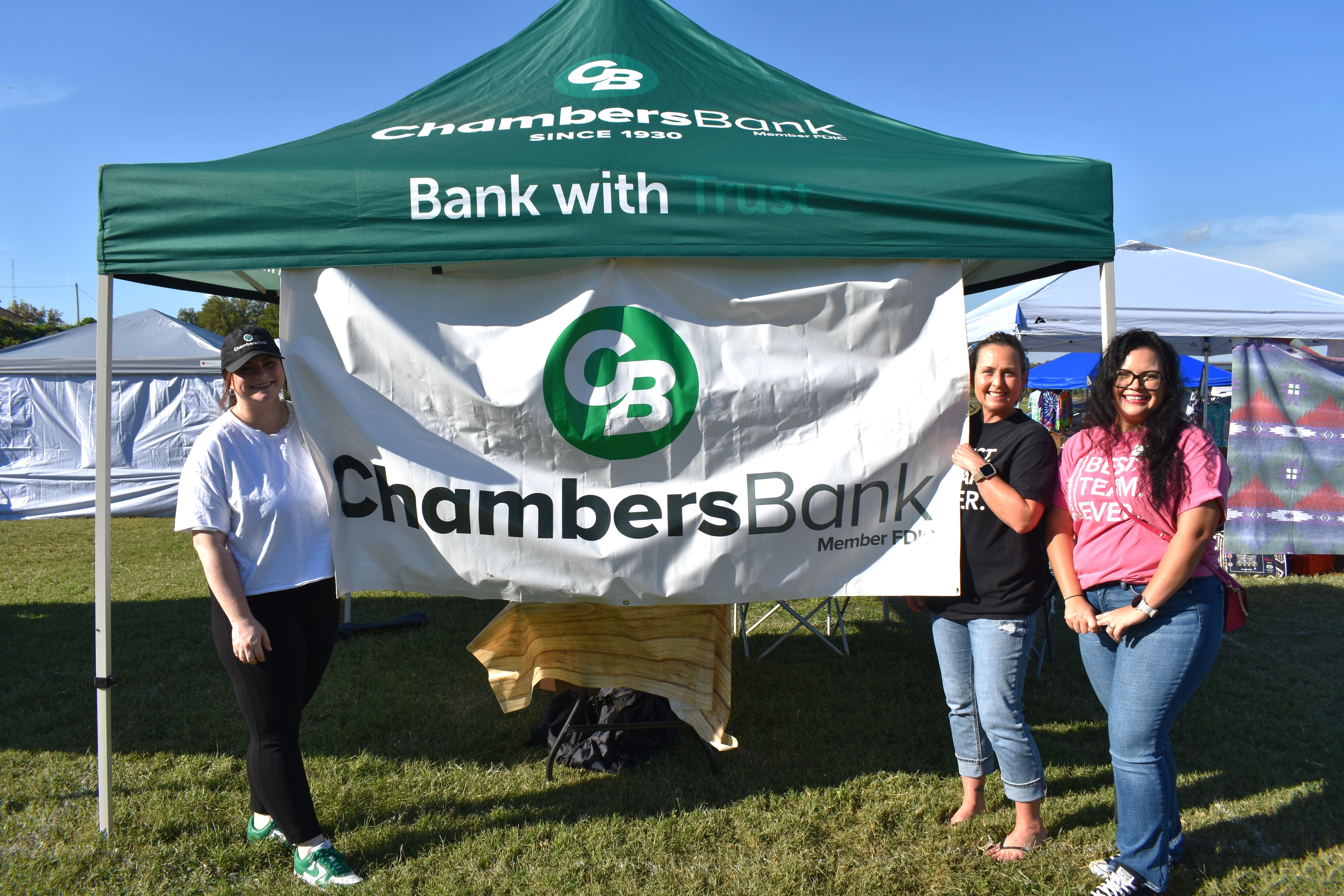 Chambers Bank representatives at their tent at October Festival 2025
