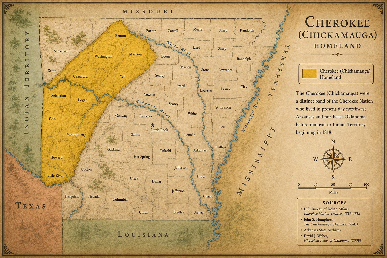 Cherokee (Chickamauga) Homeland Map