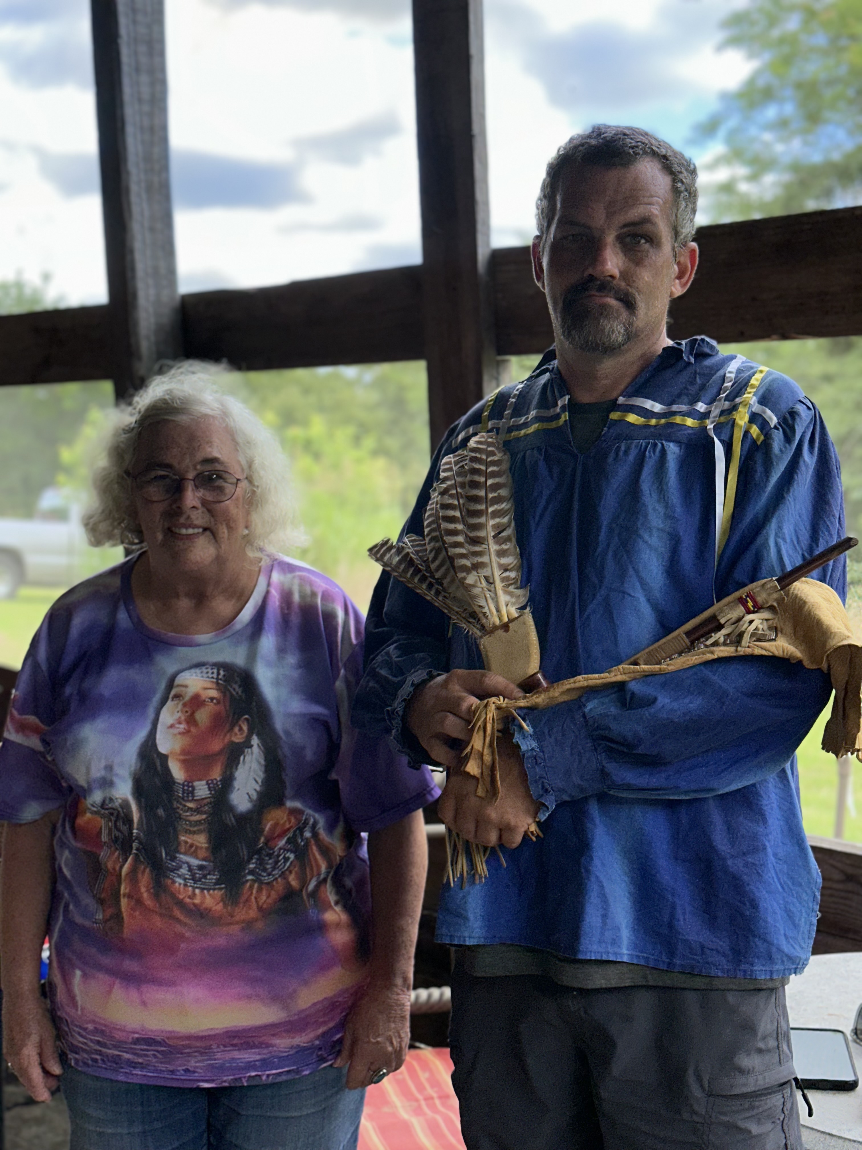 Tribal members posing together at Green Corn Ceremony 2026