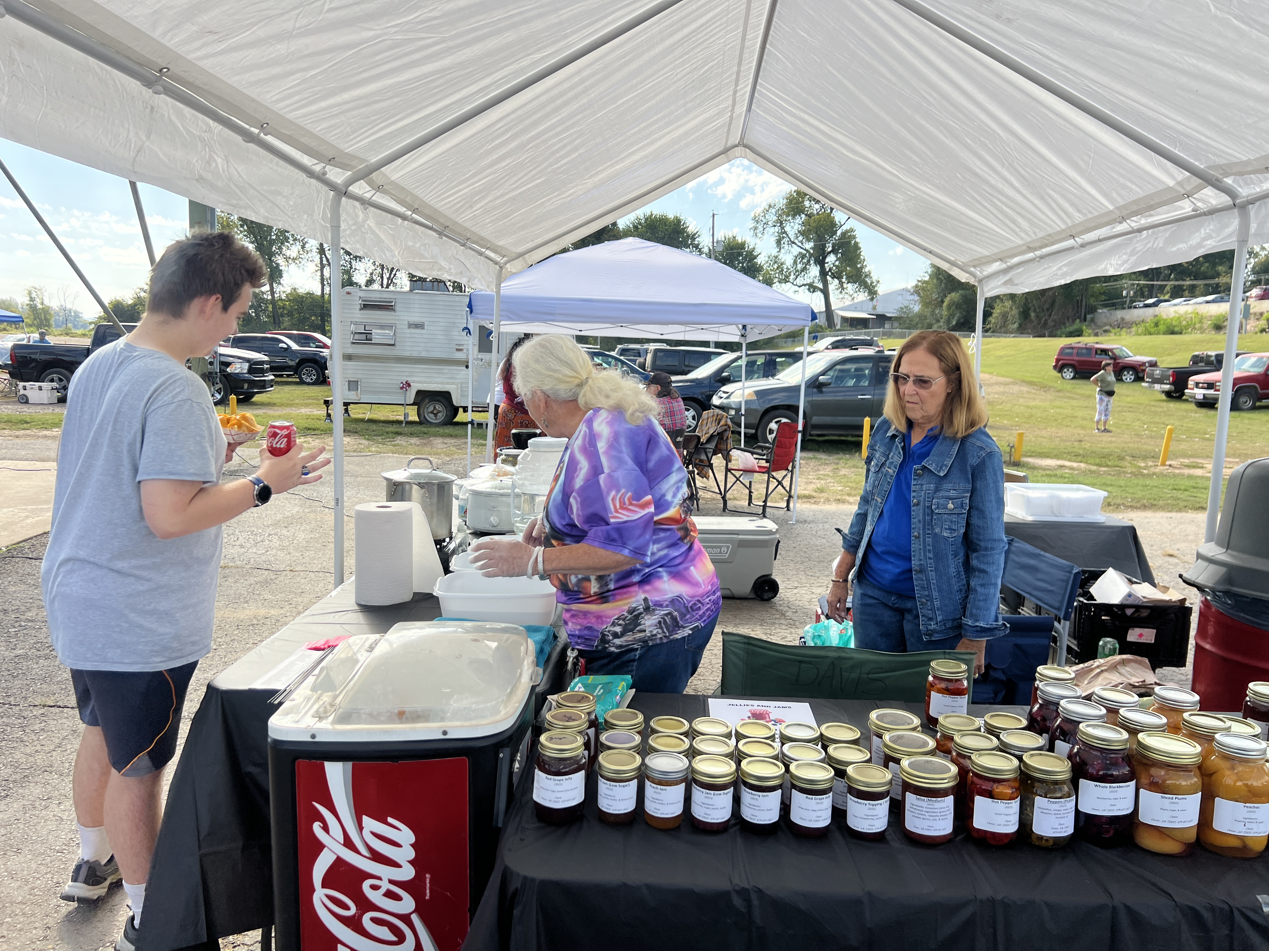 Vendor booth with homemade jams and jellies at October Festival 2025