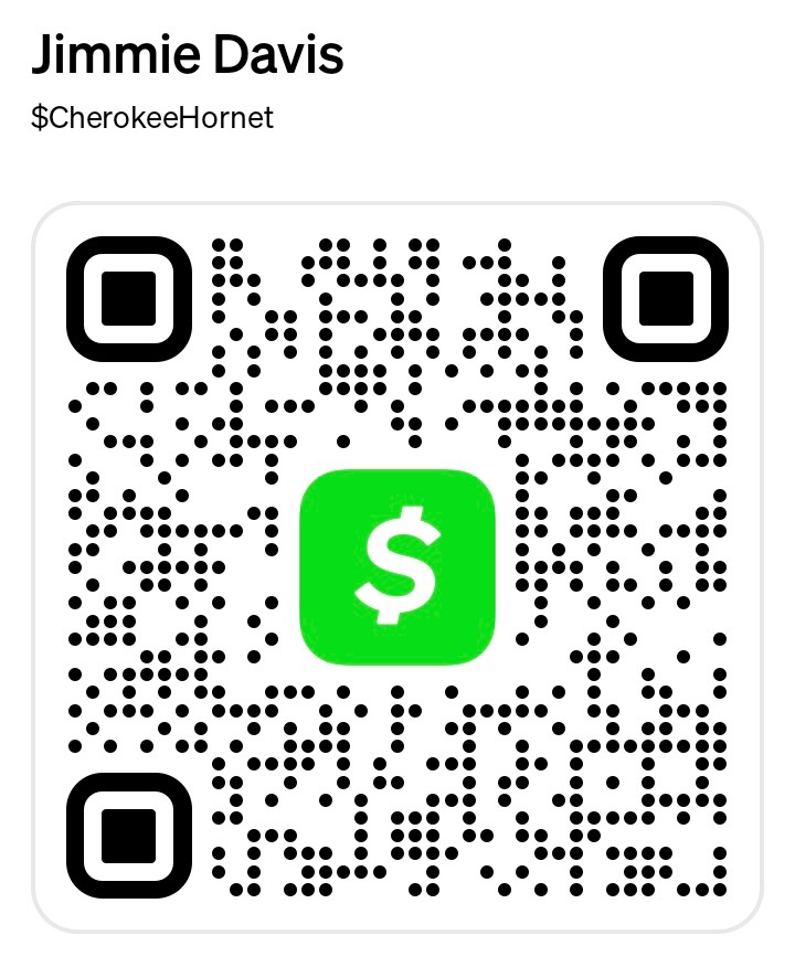 Cash App QR code — $CherokeeHornet — Jimmie Davis, Principal Chief
